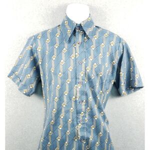 Vintage 1970s‎ Deje Mens Button Up Shirt Medium 15-15 1/2 Abstract Disco